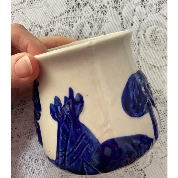 “Old Sleepy Eye” Porcelain Open Sugar Bowl Cobalt & Gray - Picture 5 of 7